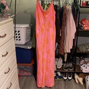 Orange and pink ankle length dress